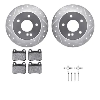 R1 Concepts WGYH1-63030 eLINE Rotor - Drilled & Slotted - Silver W/ Semi-Met Pads